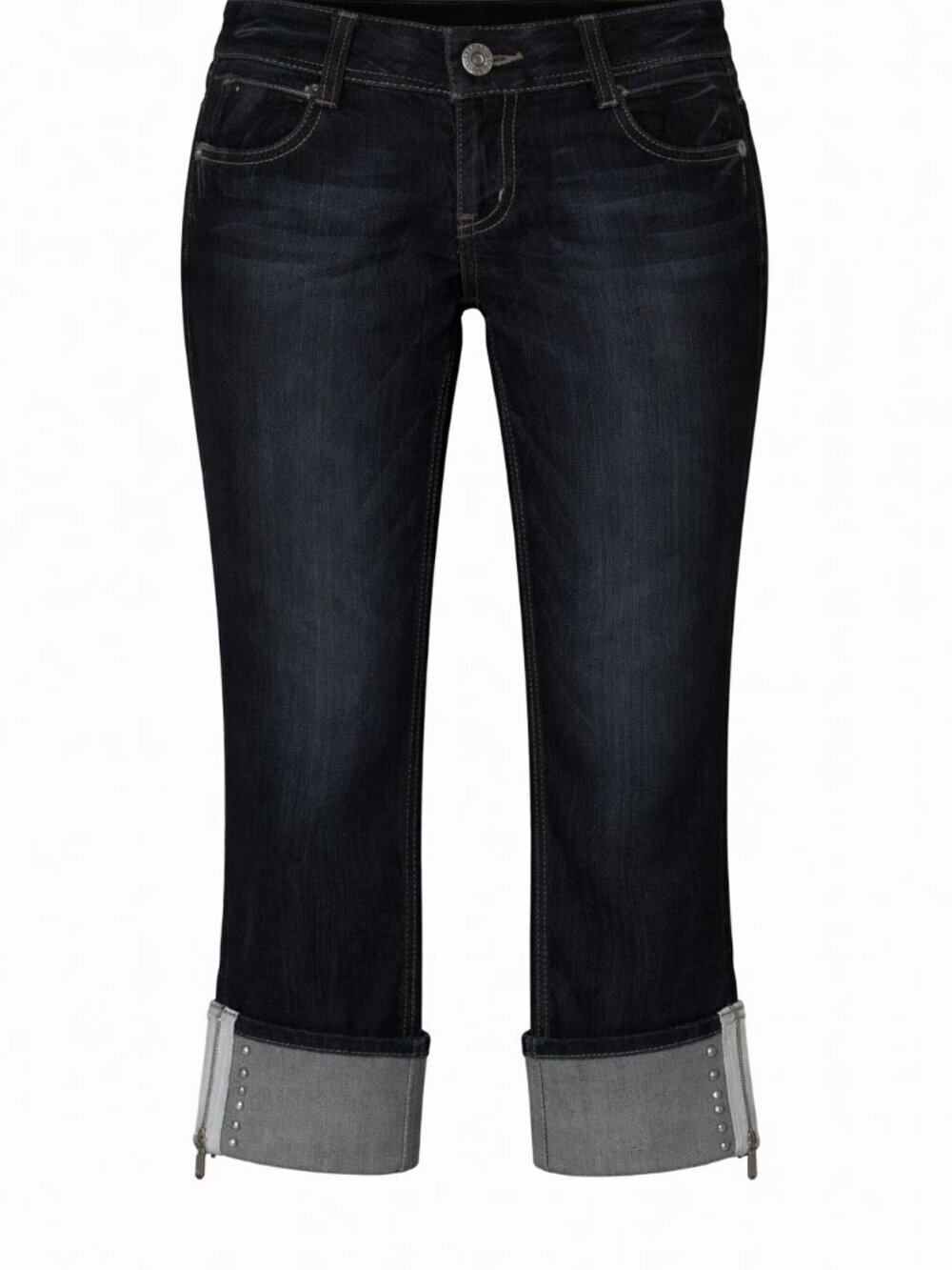 GUESS Dark Wash Zip Cuffed Stretch Ankle Jeans Size 28